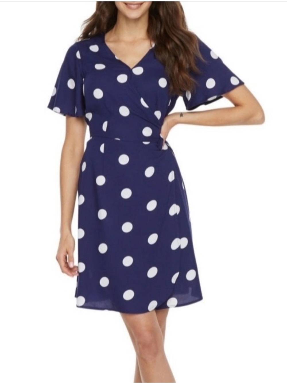 Peyton Parker Polka Dot Wrap Dress - Navy blue & White